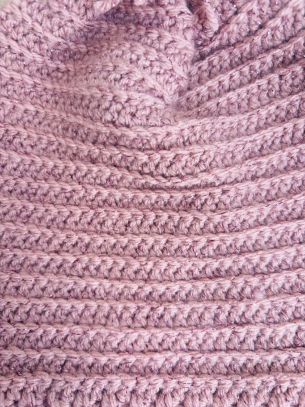 Handmade Crochet Baby Pink Sparkle Hat with Pom Pom